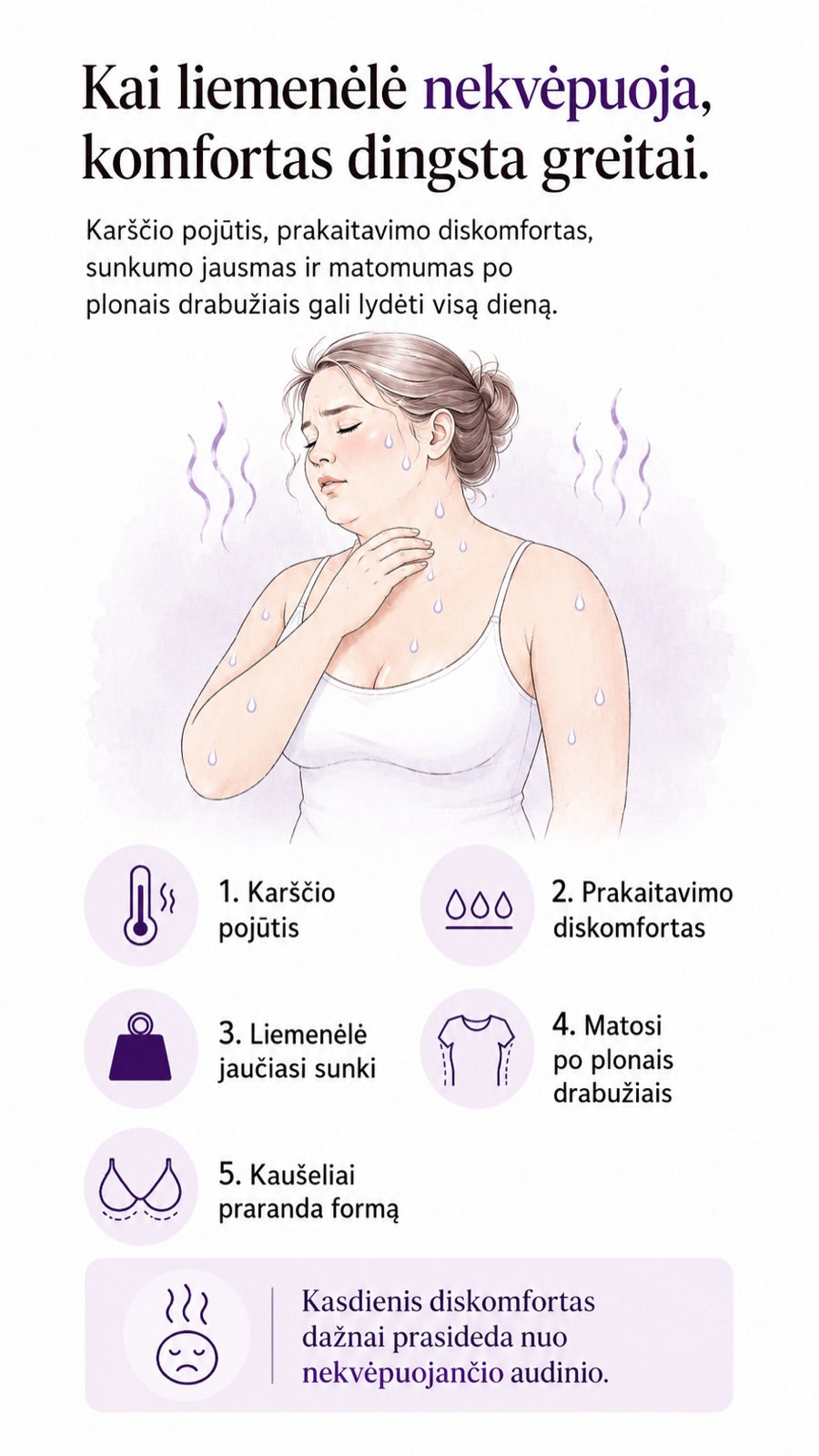 Kai liemenėlė nekvėpuoja